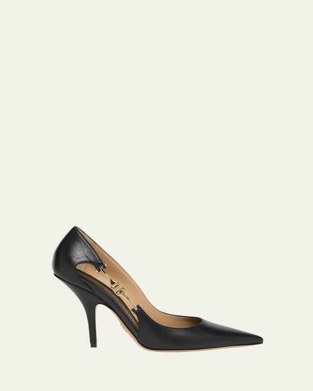 Tulip Leather Side Strap Pumps